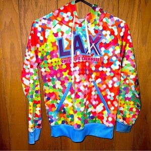 GIRL’S Chill-Life Lacrosse hoodie: Fun, vivid, bright gum ball - bubble pattern